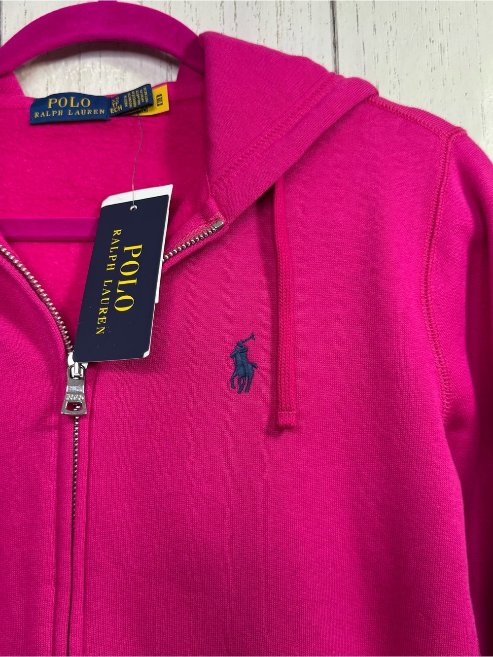 Polo Ralph Lauren Hot Pink Full Zip Hoodie Size XS NWT Preppy Pony Logo Sporty - Picture 4 of 14